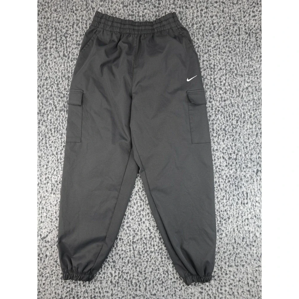 Nike Cargo Joggers Youth Medium Grey Elastic Waist Swoosh Logo